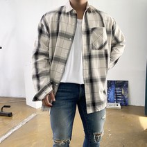 남자 오버핏 포켓 체크셔츠 자켓 남방 오버핏 코디 / 3 color