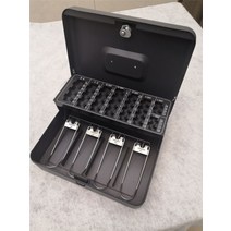 카운터 포스기 금전함 돈통 금고 비밀번호 철제통, 단일사이즈, 그레이 열쇠