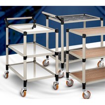 미끄럼방지 고깃집 소음적은 한정식식당서빙카트 고급 음식운반용 주방대차 사무실용 튼튼, 고급형 애쉬그레이 2단 대