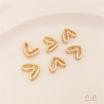 14K 골드 채워진 중공 곡선 심장 모양의 액세서리 diy 첫 번째 연결 귀걸이 매달려 장식품, 1PCS, 34 10.7x8.8mm