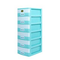 지오리빙 허니문 실버 6단 플라스틱 서랍장, 블루