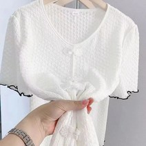 여성 시어서커 셔츠 지지미 아사면 블라우스 스트라이프 루즈핏 셔츠