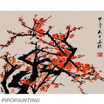 유화그리기세트 피포페인팅 사군자 매화 DIY 명화 그리기 피포페인팅 색칠도안 쉬운 그림 그리기, 단품