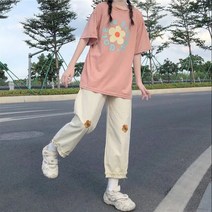 대학생 운동복 세트 여아용 여름 의류 중학생 일본 패션 귀여운 느슨한 캐주얼 투피스 2023