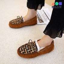 몬드스팟 1.5cm 여성 인조 양털 스웨이드 모카신 플랫 단화 오렌지브라운 (DM578)