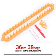 배틀직조기 미니베틀 위빙틀 모자 스카프 스카프 메이커 플라스틱 긴 핸들, 36 cm 38 페그