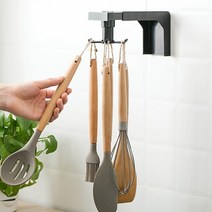 무타공 주방 벽걸이 360도회전 조리도구 거치대 / 용품 홀더 키친툴 다용도, 6후크