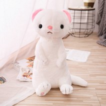 모찌 대형 애착 안고자는 인형 바디필로우 귀여운 족제비 동물 장난감 인형 생일 크리스마스 선물 50cm, about 50cm+White