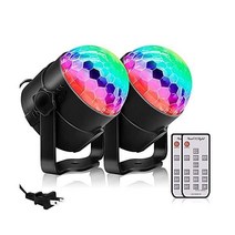 디스코 파티 조명 사운드 활성화 스트로브 조명 무대 조명 리모컨 포함 RGB 7가지 모드 볼 조명 홈 룸 댄스 바 노래방 크리스마스 웨딩 쇼 클럽용 램프 2팩, 적색/ 그린/ 블루
