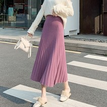 치마 데일리룩 오피스룩 니트 a라인 스커트 플리츠 롱