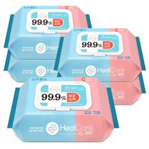 소확행몰 헬케어 프리미엄 손소독티슈 소독용 물티슈 70매 캡형 손세정제 -10개