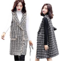 TANC 봄 가을 여성 모직 조끼 정장 자켓 롱 코트