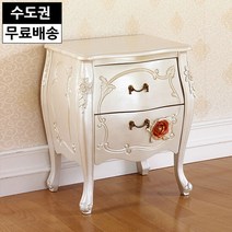 얀 엔틱 화이트 마호가니원목 작은 거실 2단 협탁, 색상:은펄화이트