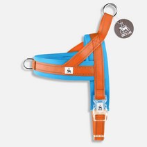 독스랩 강아지 하네스 가슴줄 L형 앞섬방지 소형견 중형견 앞고리, 스카이오렌지