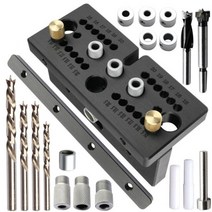 도웰링지그 도웰지그 목심 드릴 목공 doweling 지그 키트 조정 가능한 장부 구멍 링 가이드 포지셔너 dowel pins 펀처 로케이터 for wood splicing, 설정