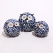 하나샵 벚꽃장미무늬 부엉이 캔들홀더 3p 세트 32123B, 블루