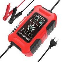 자동차 배터리 충전기 FOXSUR12V/10A 24V/5A 완전 자동 AGM 습식 스마트, 12V 10A 24V 5A EU 레드