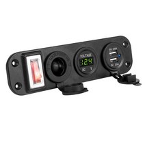보트수리 듀얼 USB 플러그 충전기 전압계 LED on / Off 스위치 패널 12V, 03 Green