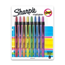 SHARPIE 접이식 하이라이터 끌 팁 형광 옐로우 12개 341151, 8 Count Assorted