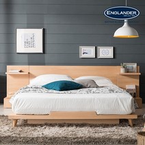 잉글랜더 마네 평상형 침대(Sweet Slumber 9존 매트-Q), 마네침대Q+9존매트Q, 침대(내츄럴오크)+매트(그레이)