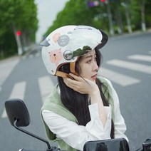 여성용 헬멧 오토바이 전기 자동차 안전 초경량 바이크, 은도금 곰