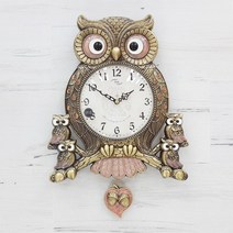 BnH 대형 부엉이 벽시계 무소음 인테리어 시계 8802, 단품