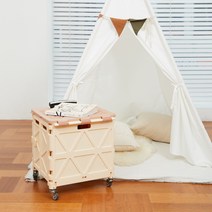 코드리빙 접이식 장바구니캐리어 쇼핑카트 2-A, 베이지브라운