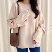 아모르데이 여성용 프릴 루즈핏 라운드 로츠 라운드 니트