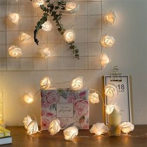 꽃무드등 10leds 20leds 장미 꽃 화환 문자열 조명 배터리 결혼식 스마스 발렌타인 데이 휴일, 따뜻한 화이트, 1.5m 10LED, 배터리로 작동되는