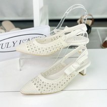 아일랜드 레이스 리본 슬링백 펌프스 샌들 6cm