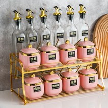 양념통세트 조미료 양념통 선반 고급스러운 주방 상자 소스 및 식초 병 보관 전체 가정용 조합 패키지, 10. GT23 - 스파이스 자 - 골드 프레임(15개