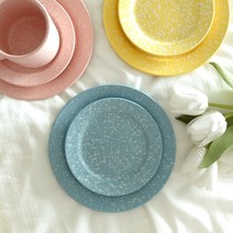 캔디 화이트 잉크 플레이트 원형 타원형 오벌 접시 3컬러, 옐로우