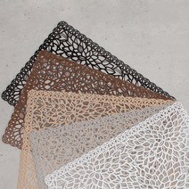 다용도 PVC 레이스 테이블 매트 5color 인테리어 소품 화분 소형가전 티 식탁 매트 깔개, 브라운