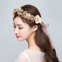 알리미스토리 브라이덜 샤워 셀프 웨딩 촬영 꽃 화관 머리띠, 1개, 셀프웨딩_꽃화관