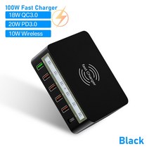 악세사리 멀티 USB 충전 스테이션 허브 QC3.0 PD 고속 충전기 어댑터 휴대폰 C 무선 아이폰 호환 13 12 X 샤오미 100W, Black 100W AS818PF, [05] UK Plug