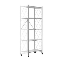 오브민 원터치 접이식 이동식 폴딩 수납 선반 화이트, 화이트5단