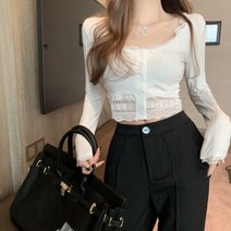 한블리 Pick. 여성스러움 물씬 볼륨핏 레이스 크롭 가디건