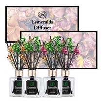 에스메랄다 2+2 600ml 센스있는 방향제 플라워 안개꽃 대용량 민트 블랙체리 향 디퓨저 10종 4개입, 모스카토(청포도)_4개입