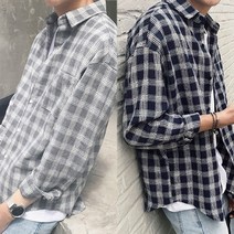 캐주얼남방 INSUM22 남자셔츠 패턴 심플 체크남방