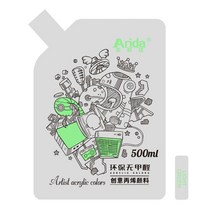 전문 색상 500ML/튜브 안료 아크릴 페인트 세트 네일 아트 페인팅 방수 패브릭 드로잉 벽, [06] LIGHT GREEN, 500ml