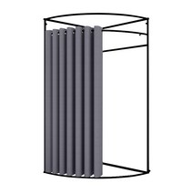 셀프 조립식 간이 탈의실 스탠드형 옷가게 피팅룸, 디럭스 에디션 핑크 코너 풀 세트 암막 천