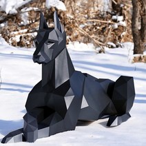 페이퍼크래프트 3D 퍼즐 가면 105cm/71cm 리컴번트 도베르만 개 3D 동물 조각 종이 공예 침실 거실 수제 D, 01 71cm, 01 Black
