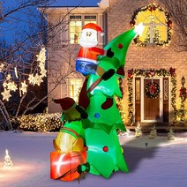크리스마스 풍선 장식 크리스마스 트리 santa claus blow up yard ornament with color led 조명 for funny xmas holiday, au 플러그로
