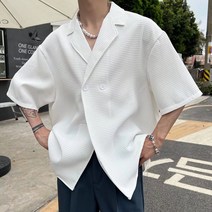 남성용 여름 와플 솔리드 컬러 캐주얼 반팔 블레이저