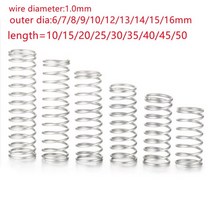 태엽스프링 토션 인장 스프링 10 개몫 1 0mm 스테인레스 스틸 마이크로 소형 압축 od 5 15mm 길이 15mm 50mm, 1.0mm, 12mm, 25mm