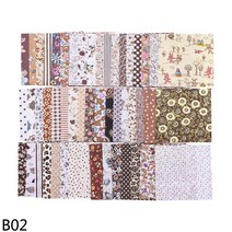 원단샘플 원단스와치 패브릭천 2세트 사각형 패치 워크 코튼 바느질 패브릭 퀼트 소재 DIY 홈 쿼터 공예 10, 02 B02