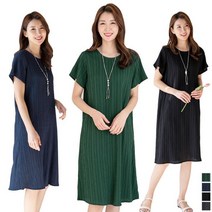 아이픽 여성 시밀러룩 인견 플리츠 주름 원피스