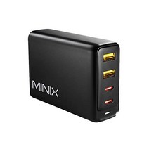 미닉스 100W 터보 4포트 GaN 벽 충전기 2USBA 퀵차지 3.0 맥북 프로 아이패드 아이폰 11 맥스 XRX X SE2 등과 호환되는 USBC 전원 공급 어댑터 2개NE