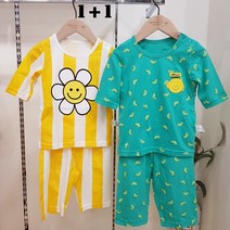 (1+1패키지특가) 모이모이깜피 유니프랜드 몽키바나나+치즈스마일 7부내의 2벌세트