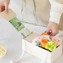 미니 감사장 반전 비누꽃 용돈 박스 소, 피치